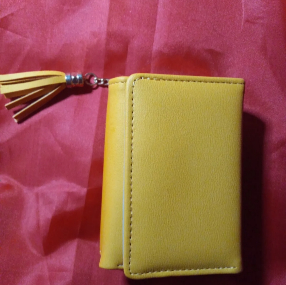 Lime Green Neon Wallet Faux Leather with zipper compartment , ID card pocket - B